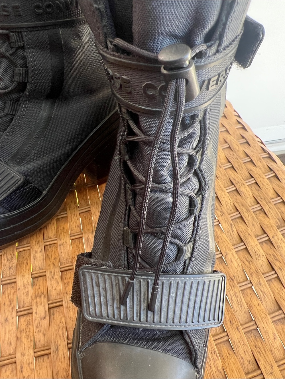 Converse Black Platform Lace-Up Heeled Ankle Boots - Picture 7 of 7